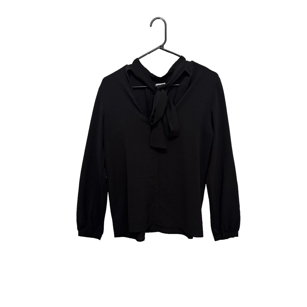 NSR Black Tie Neck Keyhole Blouse Size XS - Picture 7 of 12